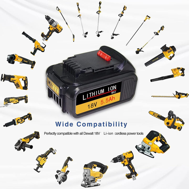 DTK DCB200 5.5Ah 【Hohe Kapazität】 18V Li-ion Ersatzakku für Dewalt Akku 18V 20V Max DCB180 DCB181 DC