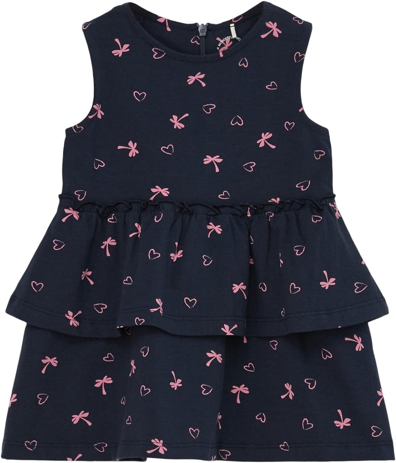 s.Oliver Junior Baby Girls 2130669 Stufenkleid mit Volants und Print, blau 59A1, 74