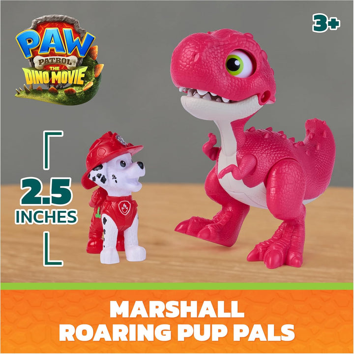 PAW PATROL: Der Dino Film, Roaring Pups, Marshall & Rhabarber Dino-Figur, der durch Bewegung mit rea