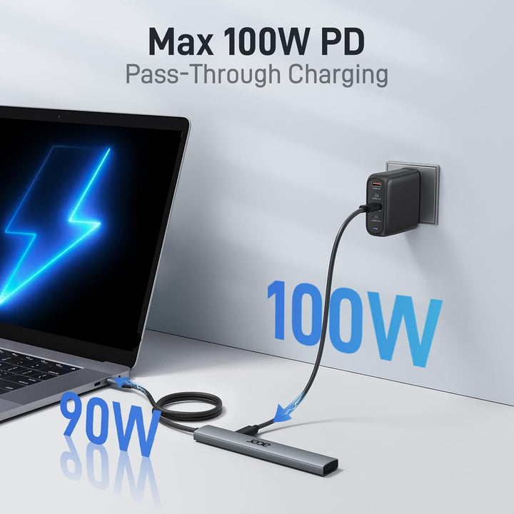 acer USB C Hub 5 in 1, Tragbarer 4K HDMI Adapter PD 100W, 3X USB-A Datenport, USB C auf HDMI Adapter