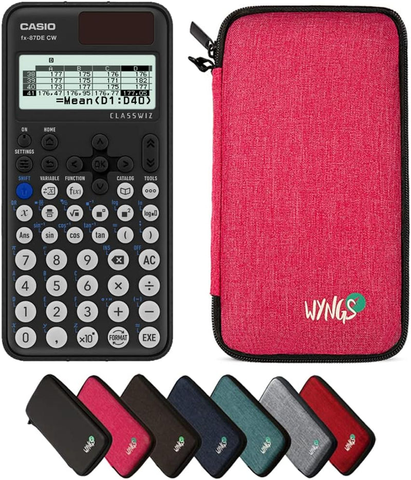 CALCUSO Sparpaket: Casio FX-87DE CW ClassWiz technisch-wissenschaftlicher Schulrechner + WYNGS Schut