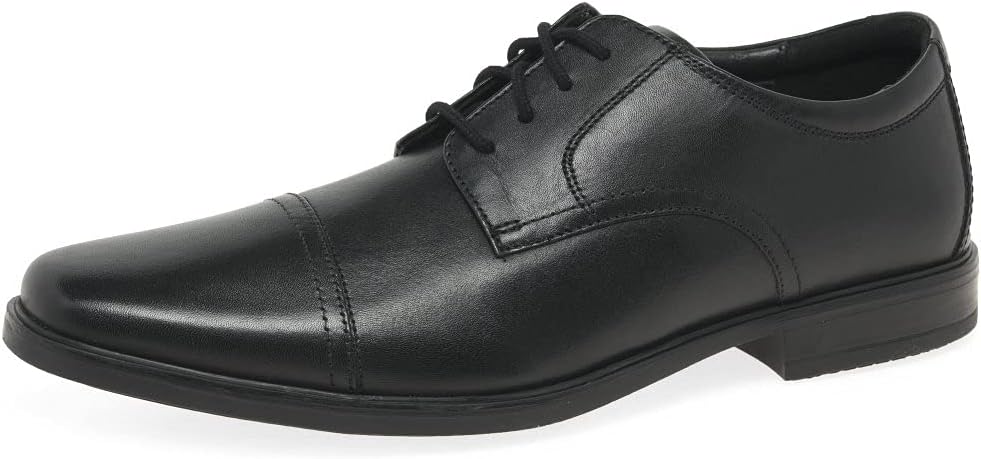 Clarks Herren Howard Cap Oxford 44.5 EU Black Leather, 44.5 EU Black Leather