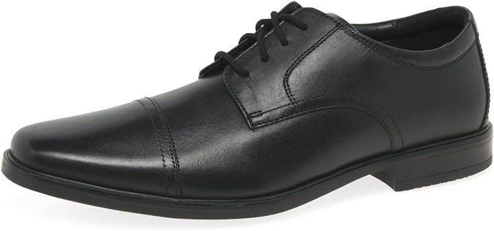 Clarks Herren Howard Cap Oxford 44.5 EU Black Leather, 44.5 EU Black Leather