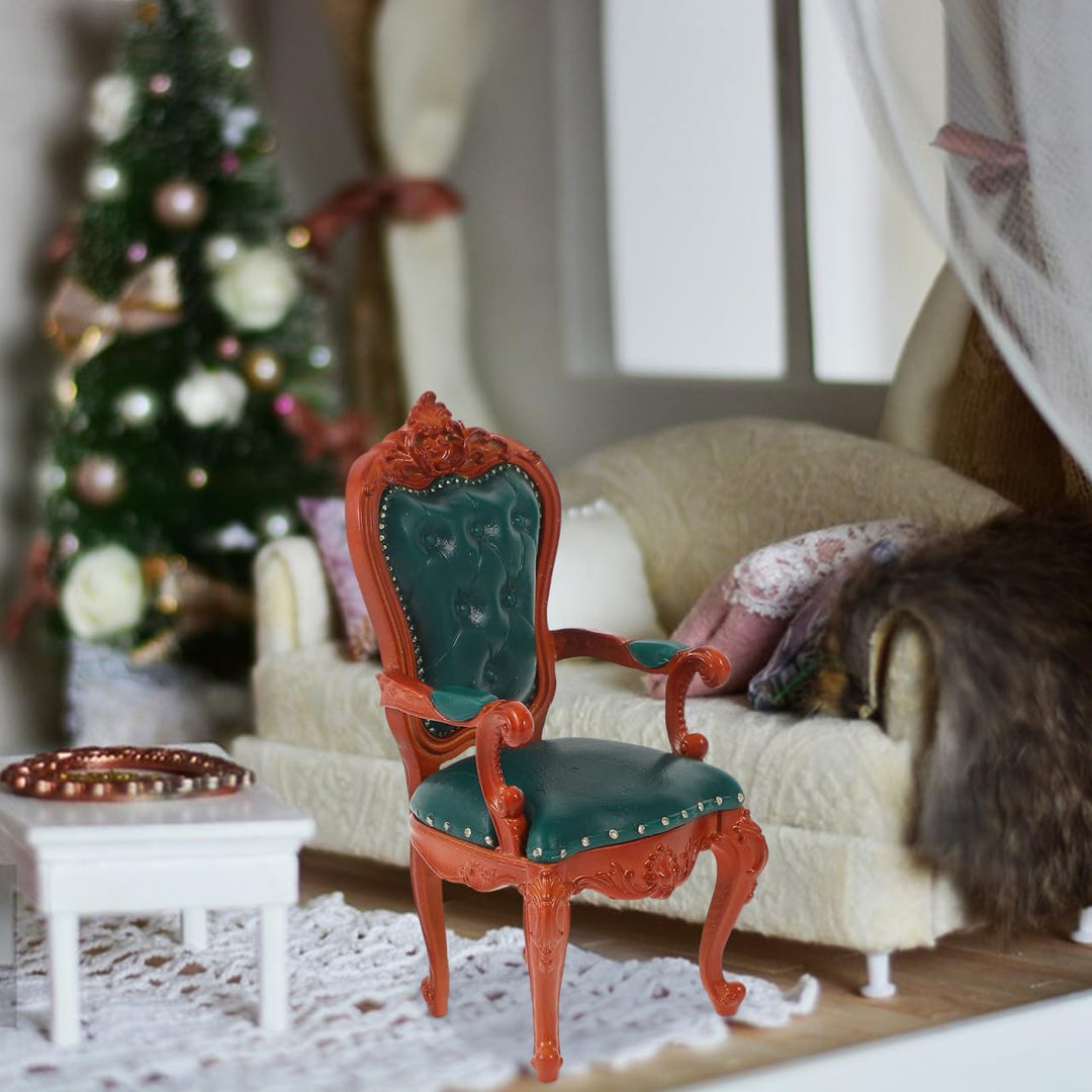 HEMOTON Puppenhaus Stuhl 1:12 Miniatur Möbel Biedermeier Stil Grüner Rückenlehnenstuhl Für Puppenzub