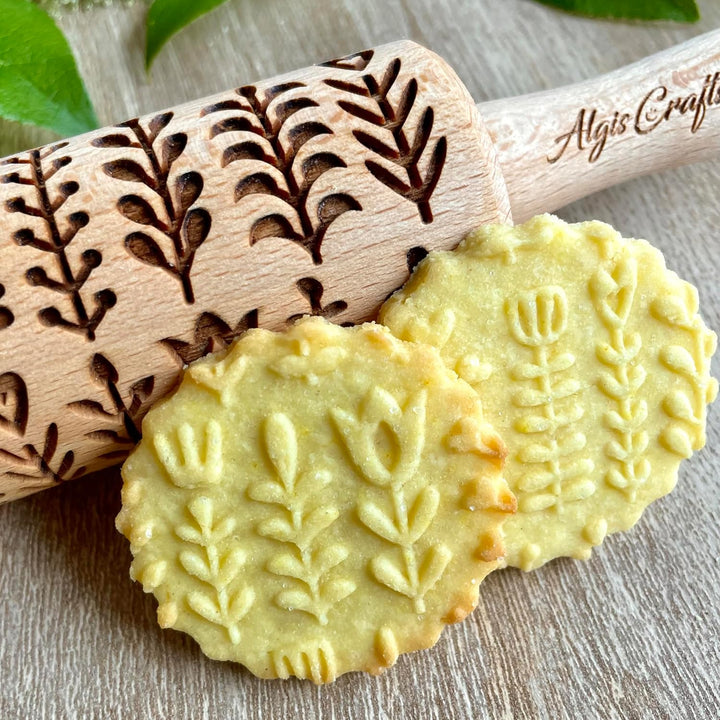 GARTENBLUMEN 3-er SET Kinder Nudelhölzer für hausgemachtes Gebäck. Teigrolle mit Blumen- Rosen, Saku