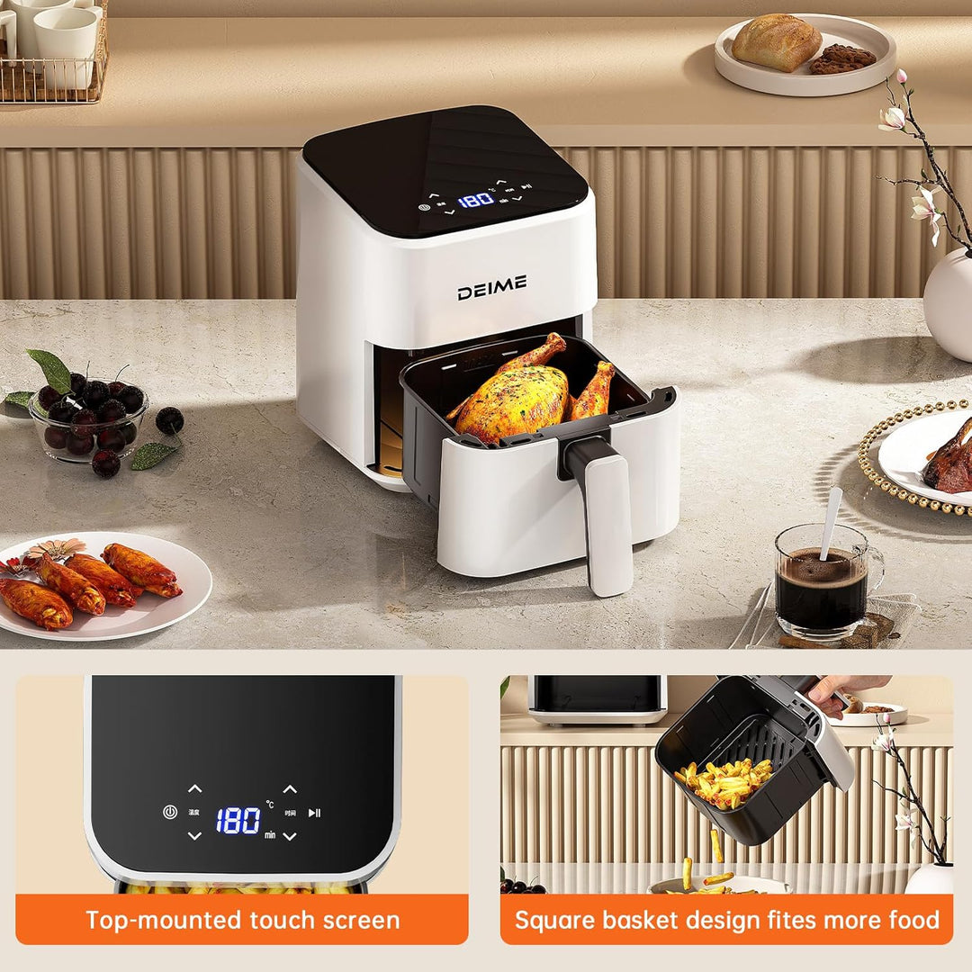 DEIME Heissluftfritteuse 2,5 l, kleiner digitaler Airfryer, platzsparend, kompakt, zum Backen, Aufwä