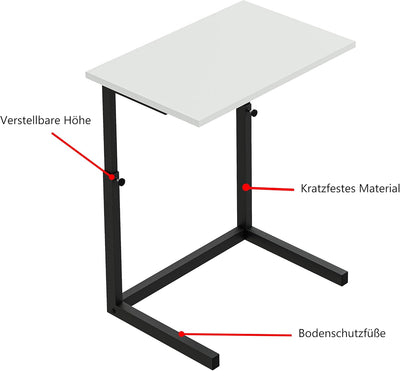 furniChic Beistelltisch Höhenverstellbar Couchtisch Sofatisch Laptoptisch Kaffeetisch Wohnzimmertisc