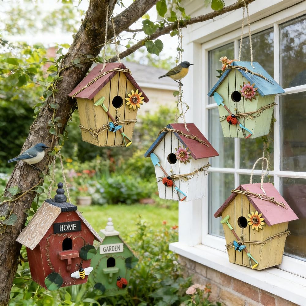 Nistkasten, dekoratives Vogelhäuschen, hängendes, farbenfrohes Vogelnest-Hängeornament. Geeignet für