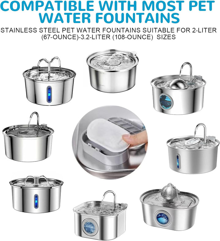 48 Stück Katzenbrunnen Filter, 24 Ersatzfilter & 24 Schwammfilter, Kompatibel mit PETLIBRO Trinkbrun
