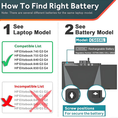 CS03XL Laptop Akku HP CSO3XL 800513-001 800231-141 HSTNN-DB6U HSTNN-IB6Y für HP EliteBook 745 G3 755