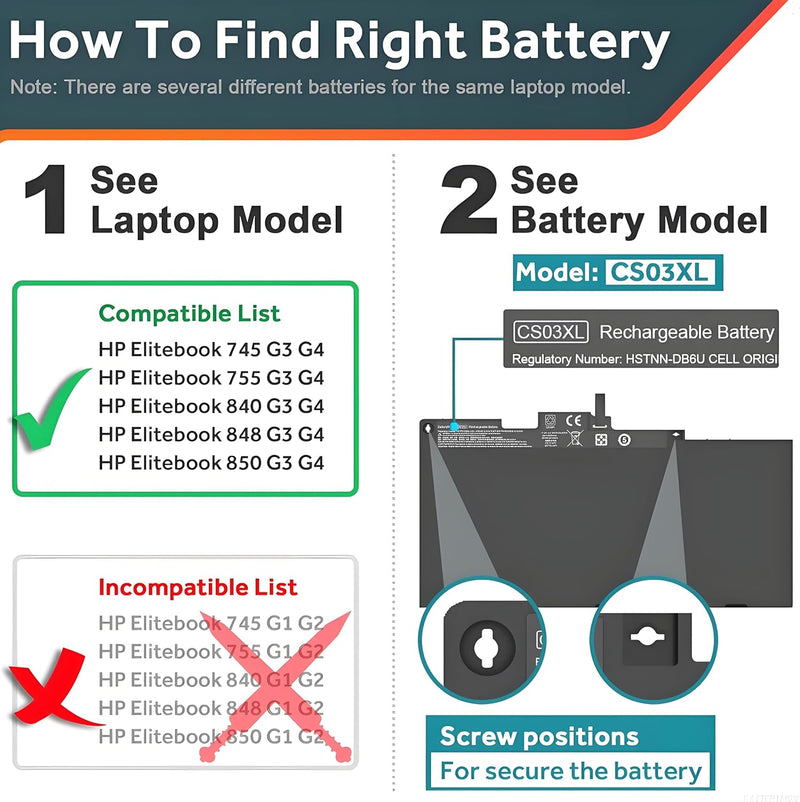 CS03XL Laptop Akku HP CSO3XL 800513-001 800231-141 HSTNN-DB6U HSTNN-IB6Y für HP EliteBook 745 G3 755