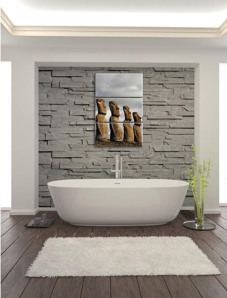 Pixxprint Moai Statuen auf den Osterinseln als Leinwandbild/Grösse: 3 Teilig (120x80) cm/Wandbild/Ku