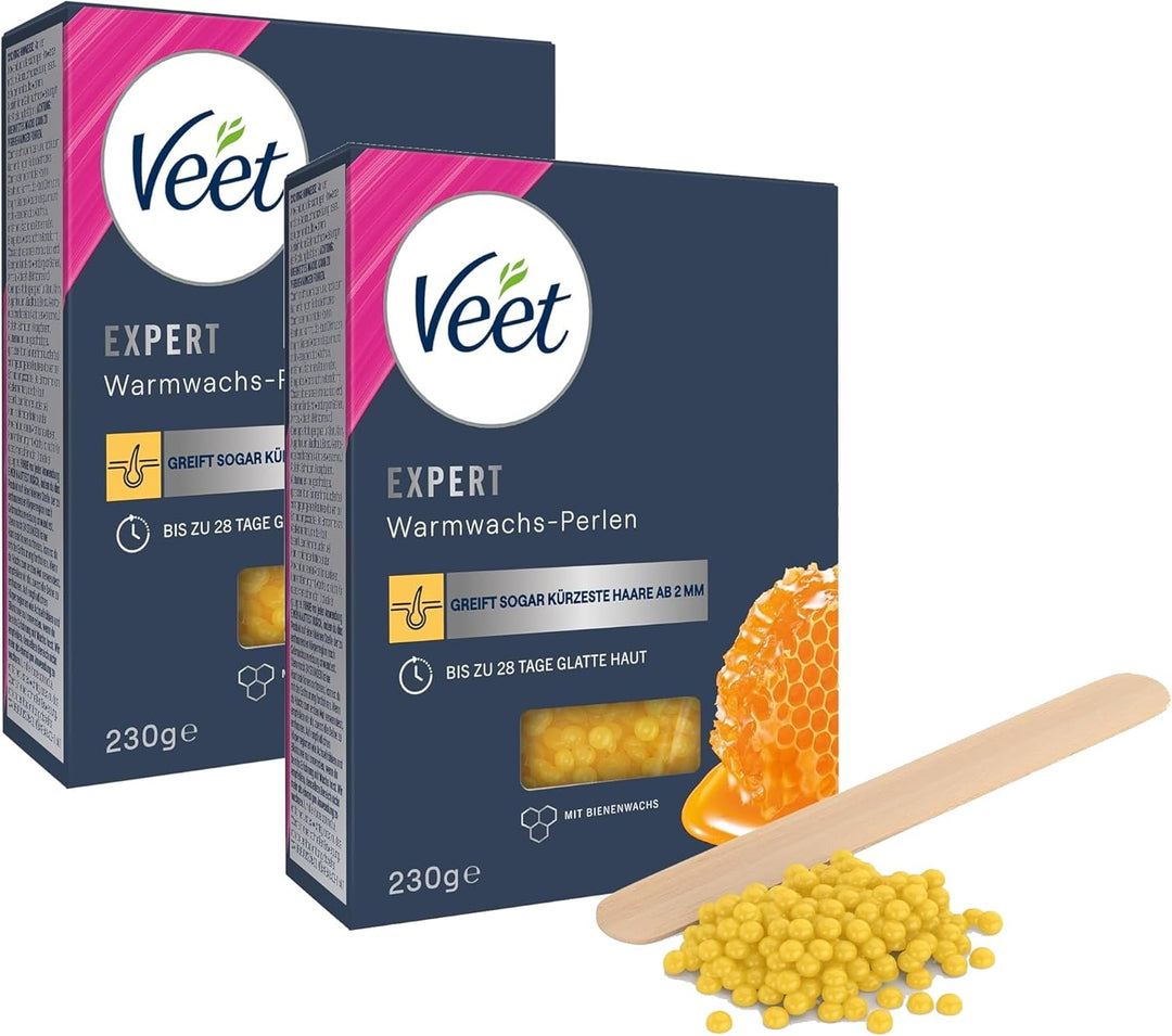 Veet Warmwachsperlen mit Bienenwachs für elektrische Wachsgeräte oder im Wasserbad – Einfache Dosier