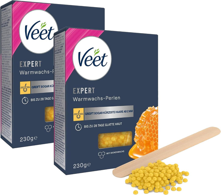 Veet Warmwachsperlen mit Bienenwachs für elektrische Wachsgeräte oder im Wasserbad – Einfache Dosier