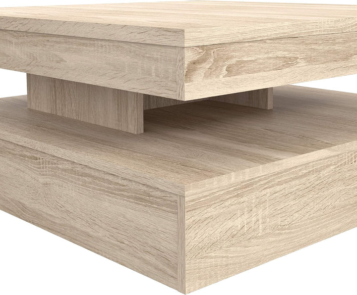 FORTE Coffee Tables Couchtisch mit Ablagefläche und rotierender Tischplatte, Holzwerkstoff, Sonoma E