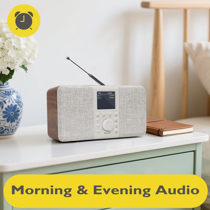 MD5 Stereo DAB Radio mit Bluetooth 5.3 und 2,4" Farbdisplay,Tragbares UKW Digitalradio,2.0 Stereokla