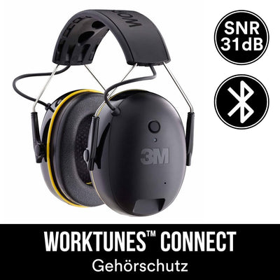 3M WorkTunes Connect 90543EC1, Kabelloser Gehörschutz mit Bluetooth®-Technologie & Kapselgehörschutz