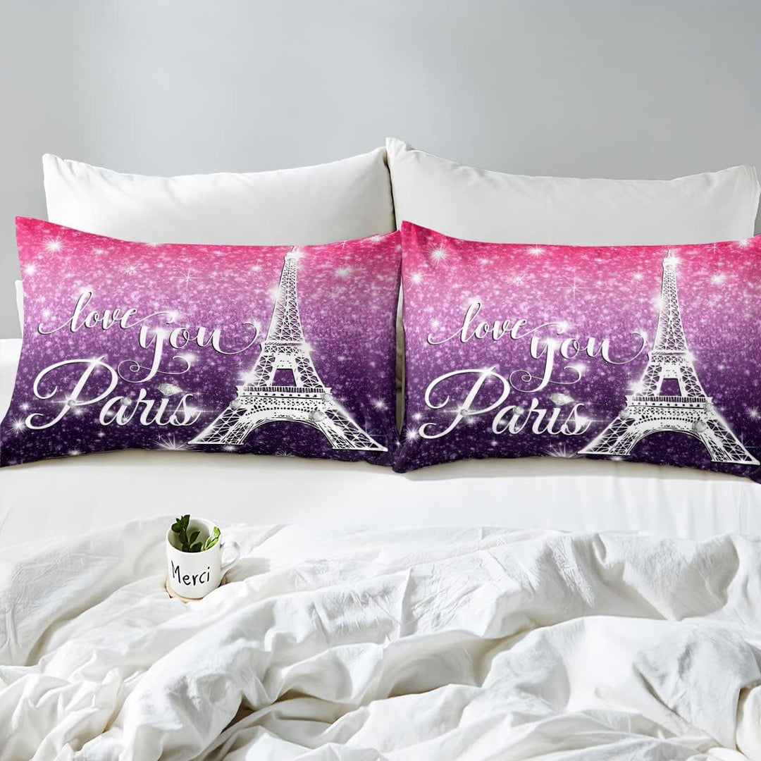 Paris Bettbezug, 220 x 240 cm, Bettwäsche-Set Eiffelturm für Kinder, Bettwäsche Sternenhimmel, für J