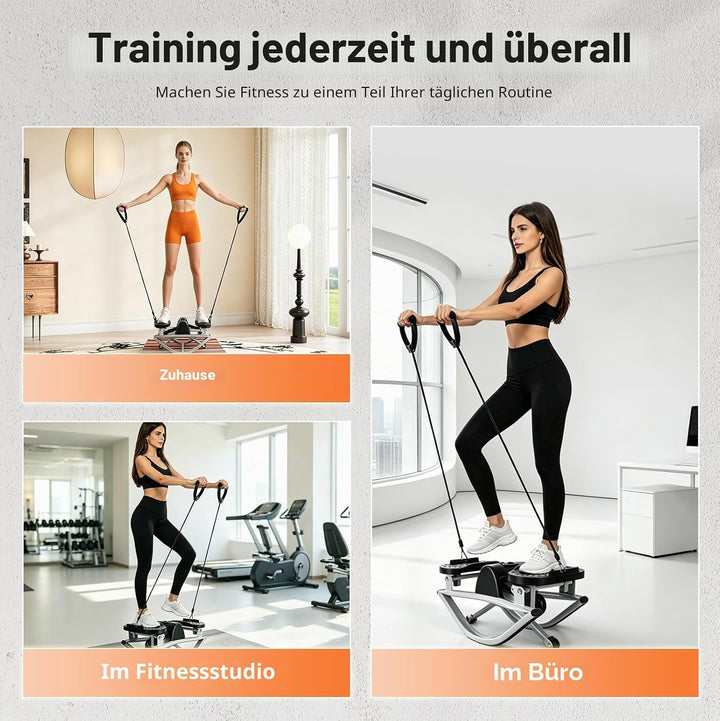 Rock Stepper Maschine, Gym Step Machine, Treppenstepper mit Zähler &amp; elastischen Zugseilen, inklusiv