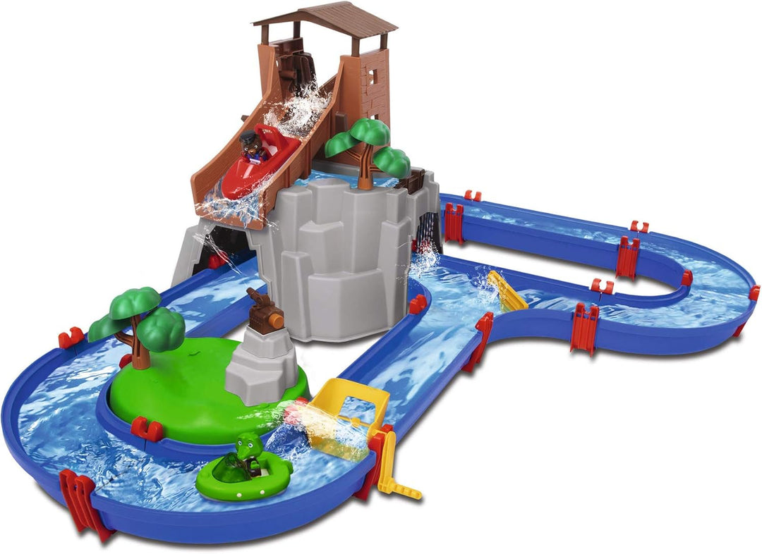 BIG Spielwarenfabrik 8700001647 AquaPlay - AdventureLand - Wasserbahn mit Berg, Turm und Stausee, Sp