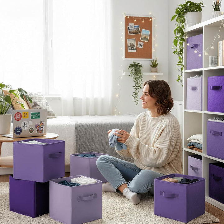 GRANNY SAYS Aufbewahrungswürfel Stoff, 6 Stück Aufbewahrungsboxen für Würfelregal, Regalkörbe 27 x 2