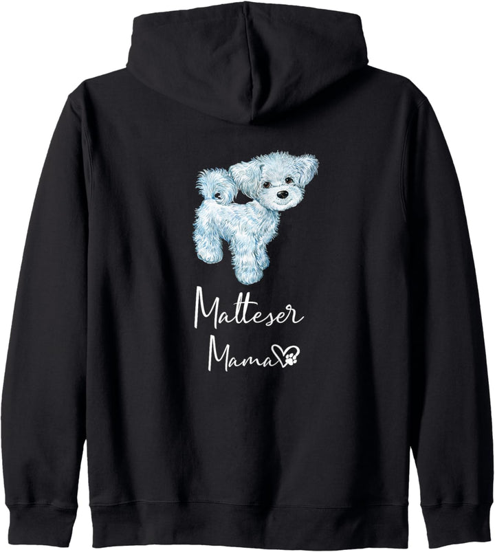 Malteser Mama Hundemama Hund Frauchen Haustier Rückendruck Kapuzenjacke