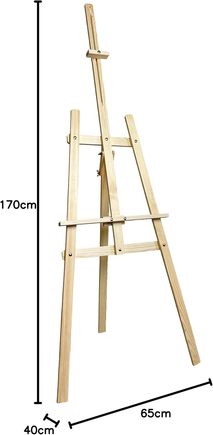 XXL Staffelei Gross 170 cm aus Kiefernholz für Leinwand bis 100 cm. Geeignet für Kinder und Erwachse