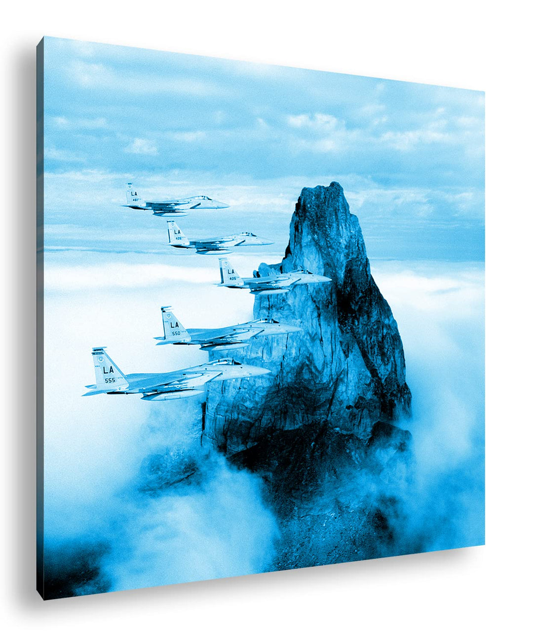deyoli gewaltige Kampfjets im Einsatz Format: 70x70 Effekt: Monocrome Blau als Leinwandbild, Motiv f