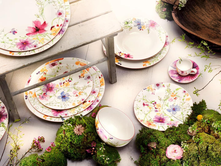 Villeroy und Boch Mariefleur Basic Suppenteller, 23 cm, Premium Porzellan, weiss/bunt Landhaus & Rus