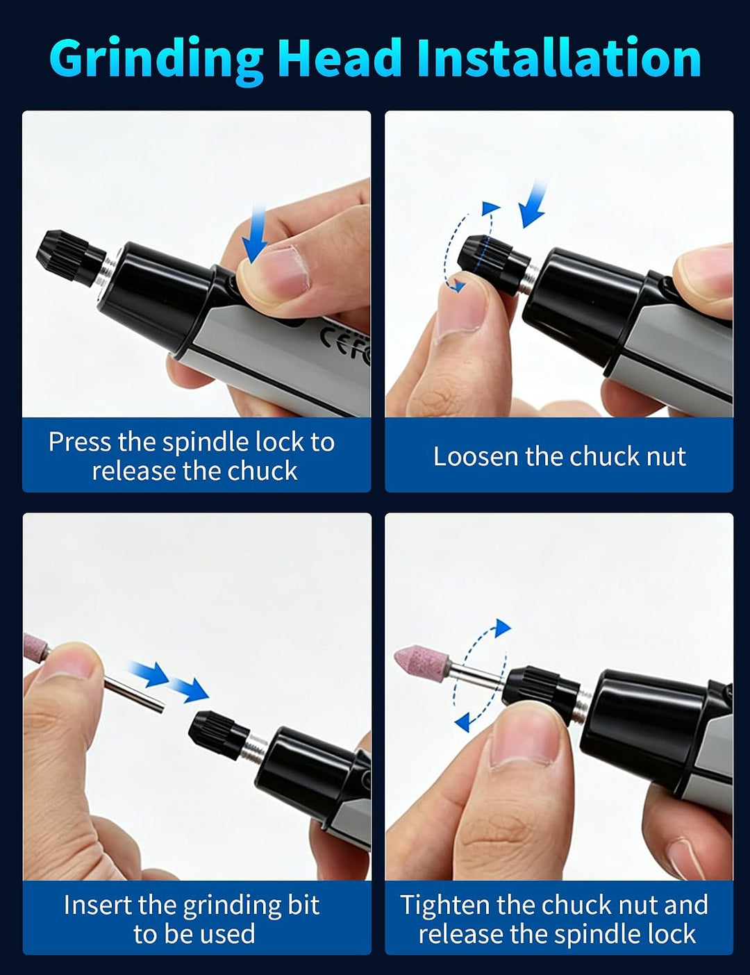Elektrischer Gravierstift mit LED Display, Gravierstift Set mit 16000 RPM Kabellos Wiederaufladbar m