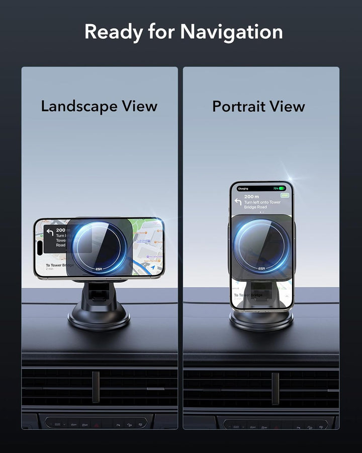ESR für 15W Magsafe Autohalterung mit Ladefunktion, Armaturenbrett Magnet Kabelloses Ladegerät, Hand