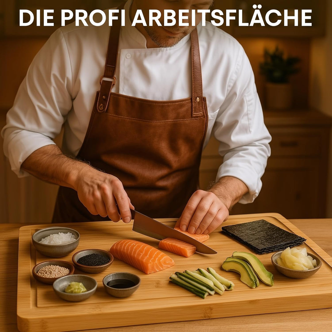 Bambus Schneidebrett aus 100% Bio-Bambus 58 x 38 x 3 cm grosses XL Brett – FSC® Zertifiziertes Antib