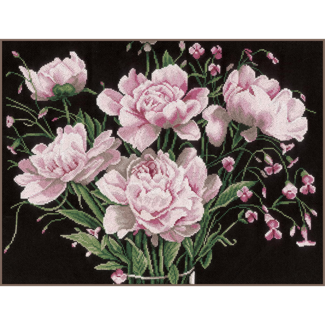 LANARTE PN Zählmusterpackung Rosafarbene Rosen Kreuzstichpackung, Baumwolle, Mehrfarbig, 46 x 37 x 0
