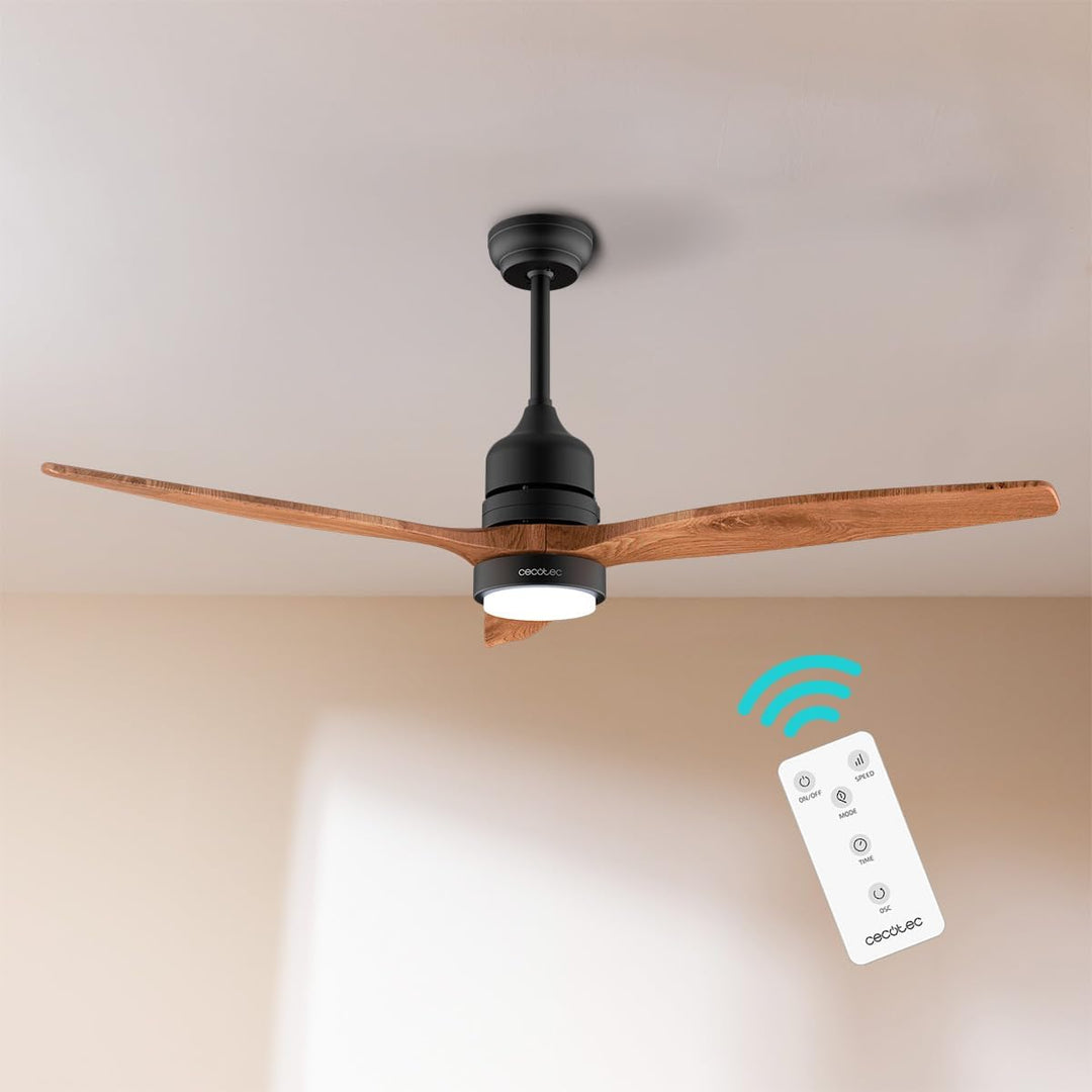 Cecotec Deckenventilator EnergySilence Aero 5230 DarkWood. 40W DC-Motor, 3 Helligkeitsstufen, 3 Hoch