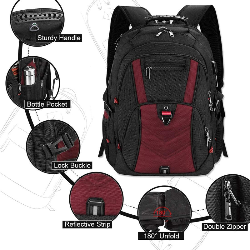 NEWHEY Laptop Rucksack Herren 17 Zoll Schulrucksack Jungen Teenager 17,3 USB Arbeit Business Wasserd