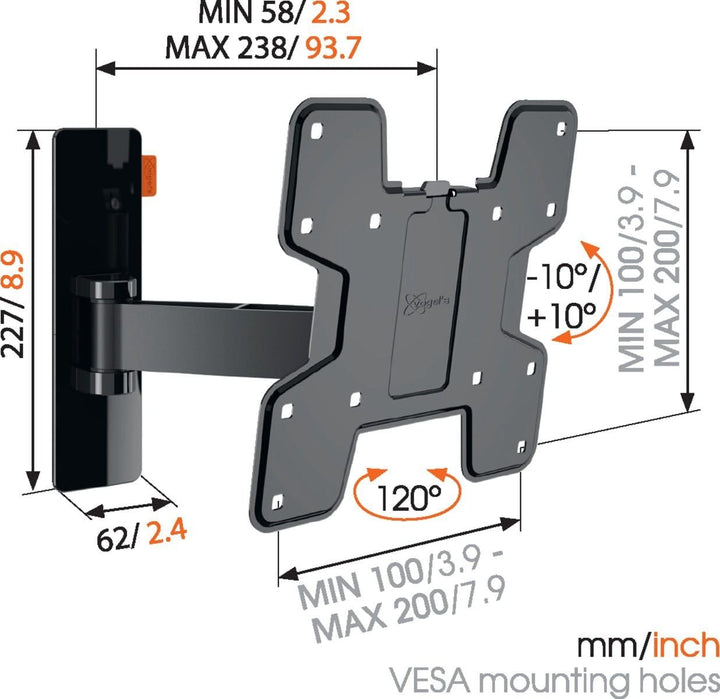Vogel's WALL 3125 schwenkbare TV Wandhalterung für 19-43 Zoll Fernseher, max. 15 kg, schwenkbar bis