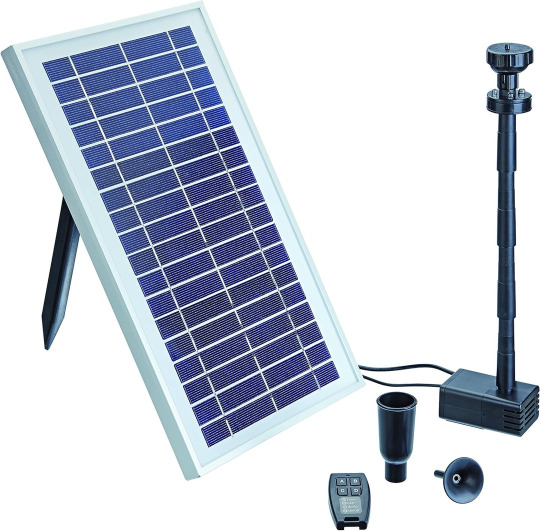 Pontec 43325 PondoSolar 600 Control - Solarwasserspielpumpe mit Akku und LED-Beleuchtung / Solarstro