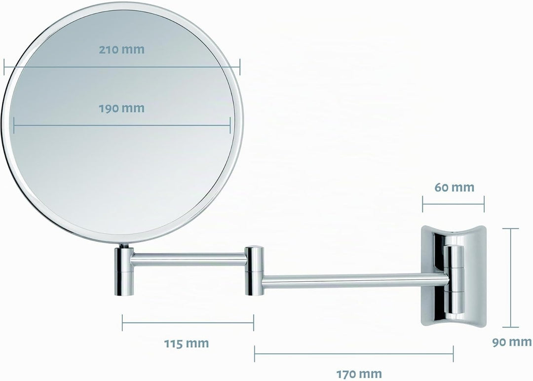 Libaro Kosmetikspiegel Imola 360° Schminkspiegel mit Wandmontage, Rasierspiegel doppelseitig mit Ver