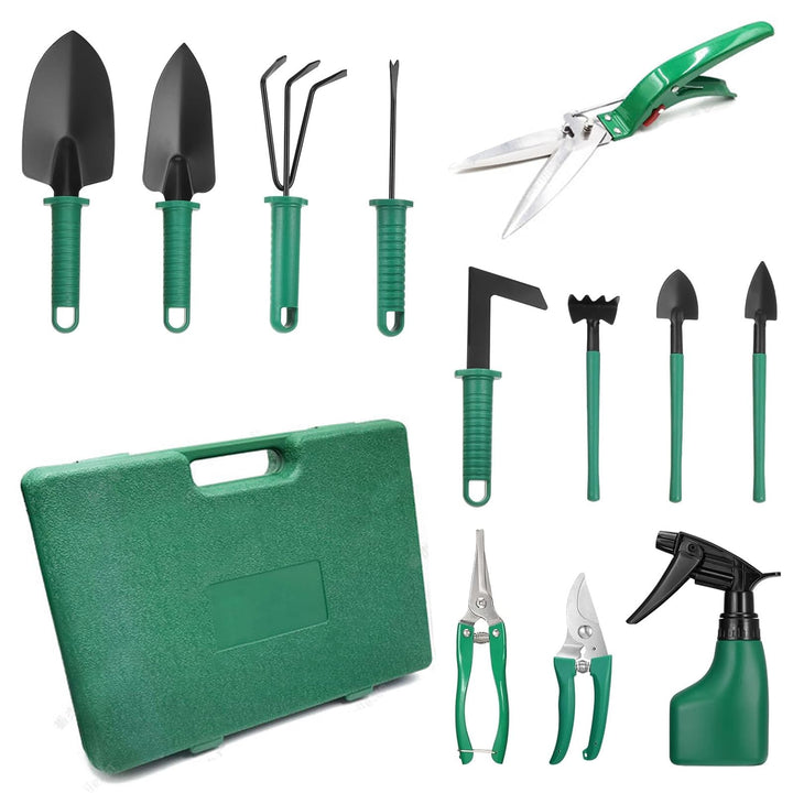 Gartenwerkzeug Set 12-teilig, Edelstahl Gartengeräte mit Ergonomischen Griffen & Aufbewahrungsbox, G