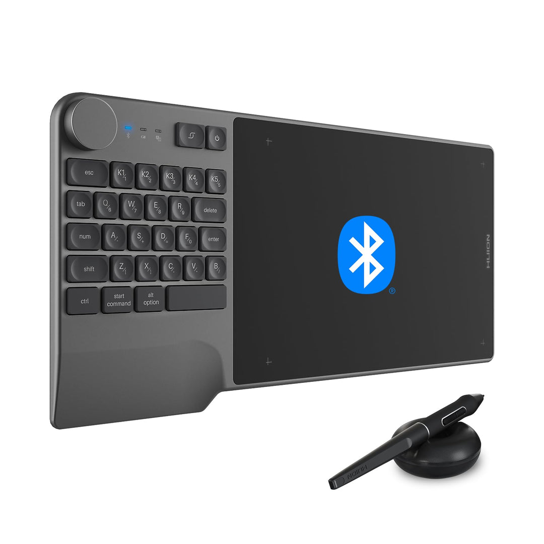 HUION Grafiktablett Inspiroy Keydial KD200 Bluetooth 5.0 8,9 x 5,6 Zoll Stifttablett kombiniert mit