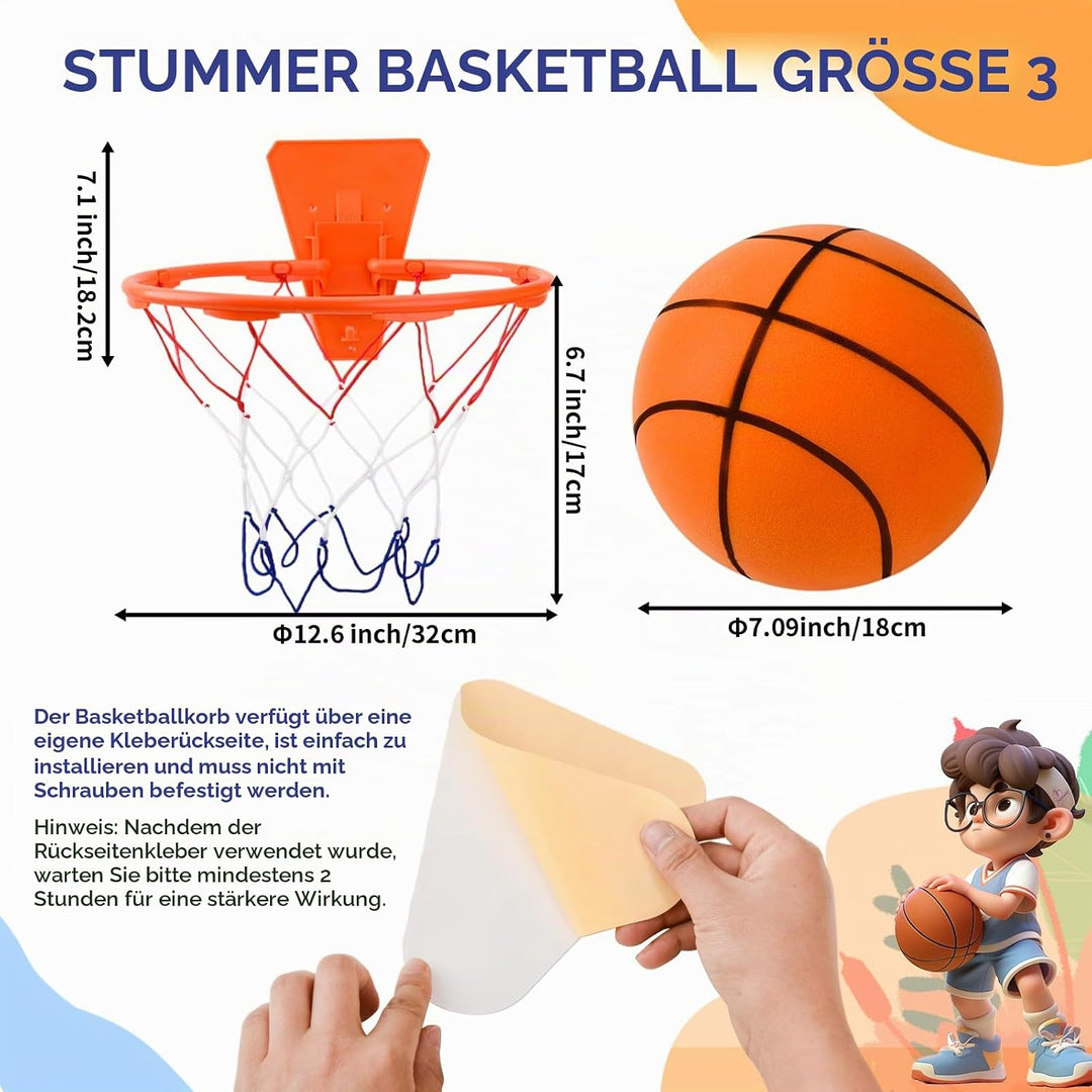 Lautloser Basketball, Silent Basketball Grösse 3 (18cm), Ball aus Schaumstoff mit hoher Dichte, Scha