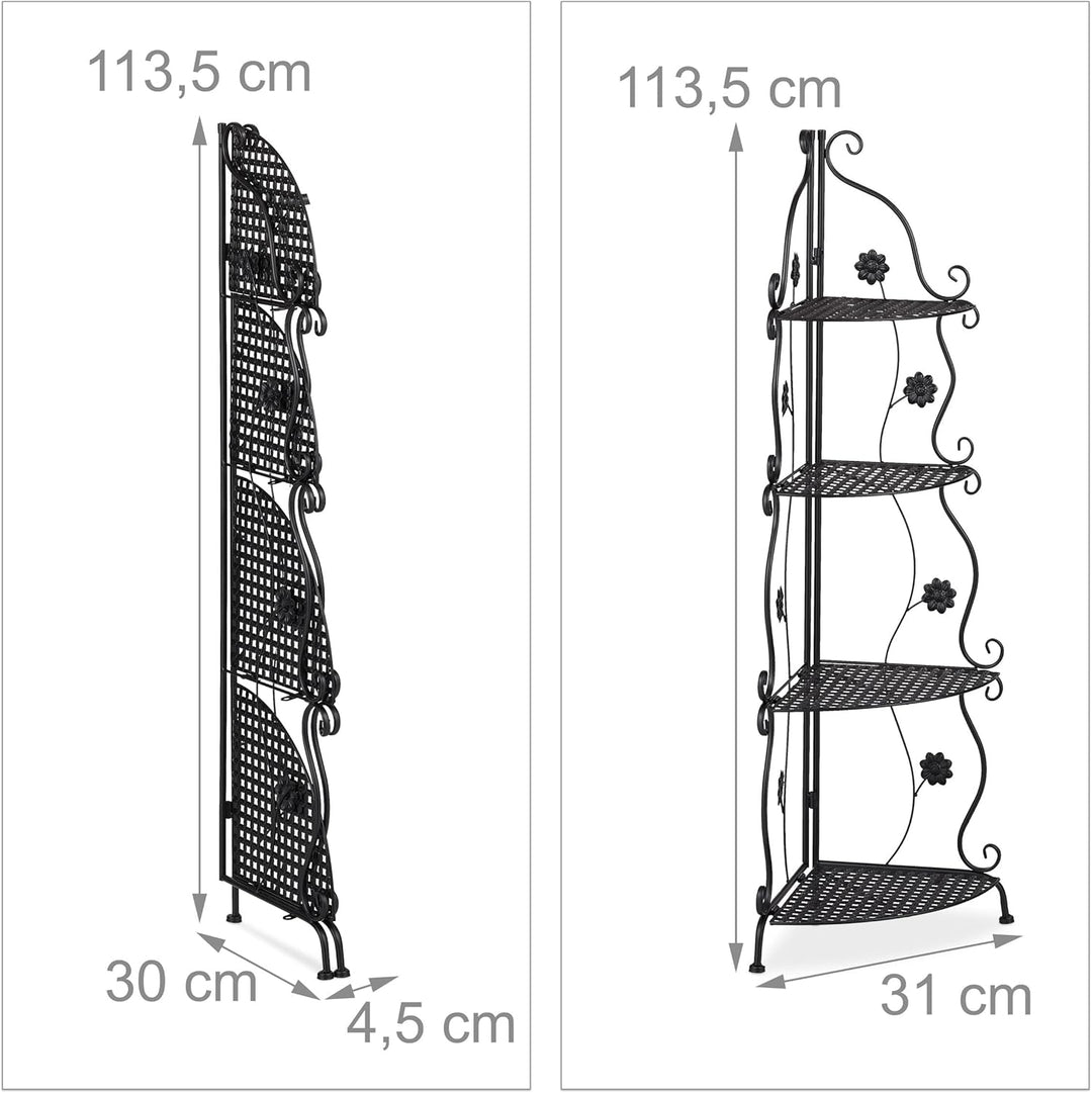 Relaxdays Blumenregal Metall, 4-stufiges Pflanzenregal, innen & aussen, HxBxT 113,5 x 31 x 31 cm, Re