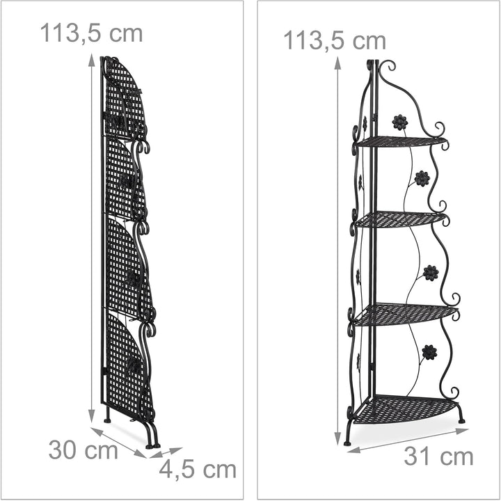 Relaxdays Blumenregal Metall, 4-stufiges Pflanzenregal, innen & aussen, HxBxT 113,5 x 31 x 31 cm, Re