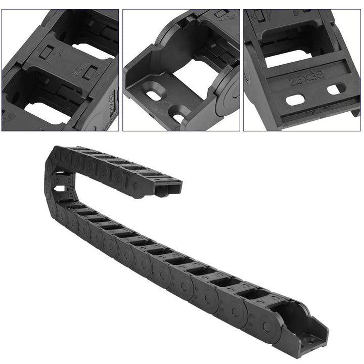 Drag Chain Kabelträger, 100 cm 25 x 38 mm Flexibler schwarzer Nylon-Kabelträger Drag Chain Bridge-Ty