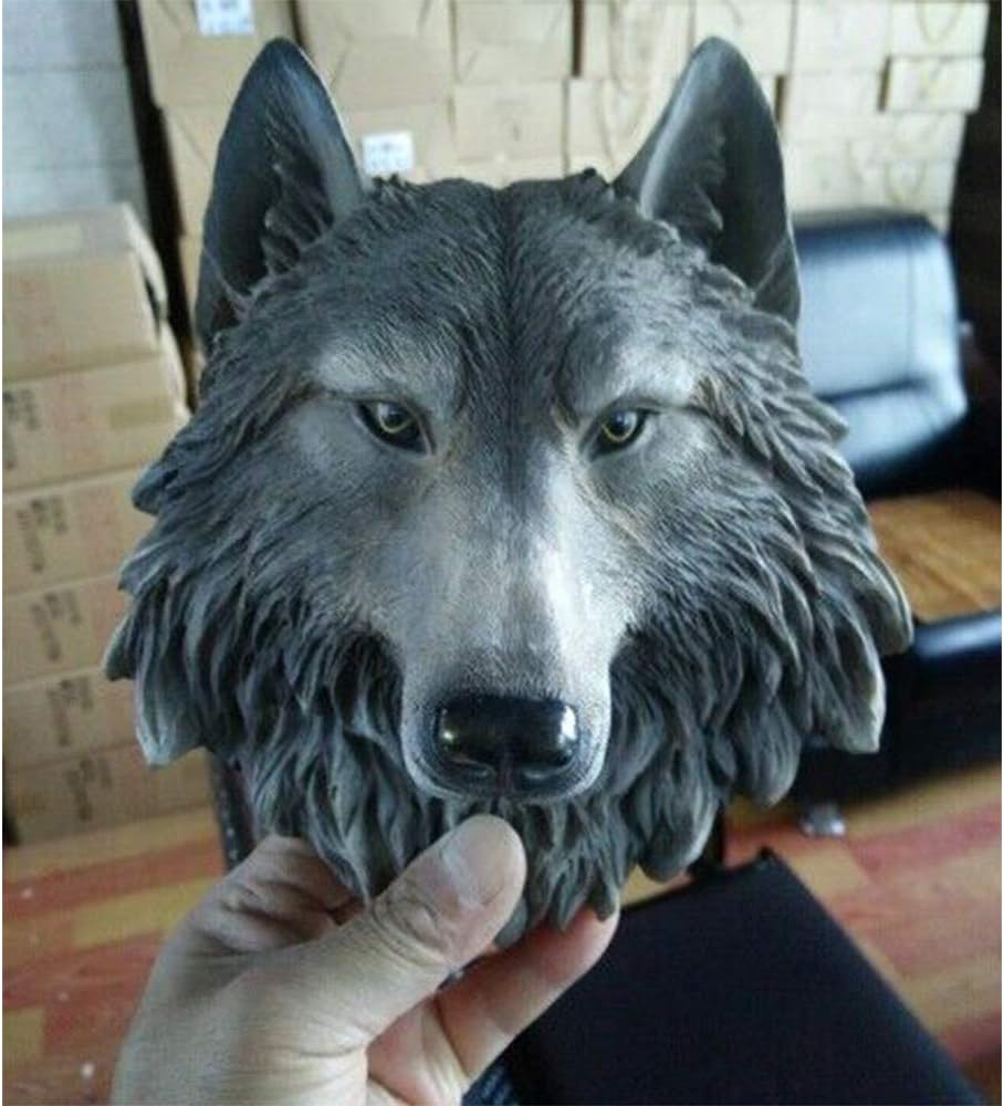 Wolfskopf Tierkopf Wanddeko Harz Dekorationen Skulptur Kopfwand Wandskulptur Kopf Wand Deko, Wolf, W