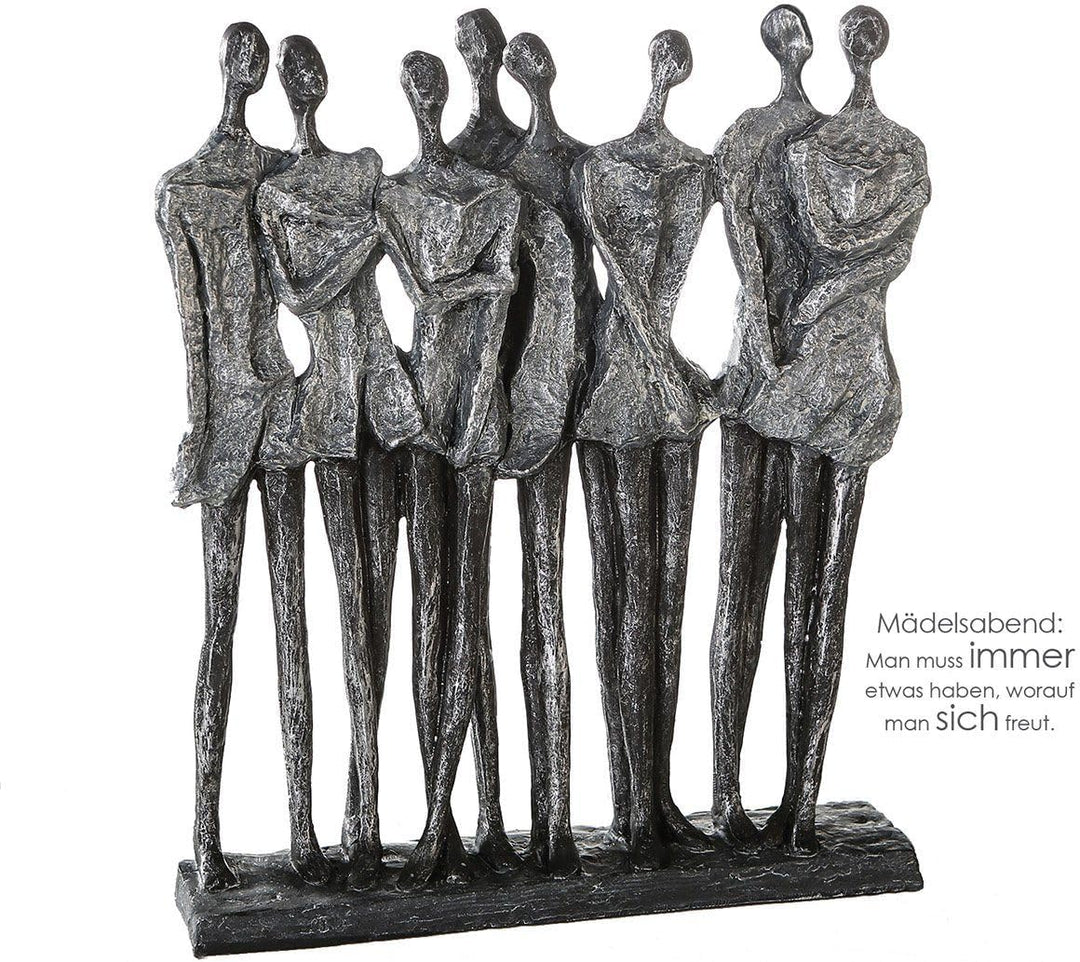 Casablanca Deko Skulptur - Mädelsabend - Beste Freundinnen - Poly silberfarben -Zertifikat Spruchanh