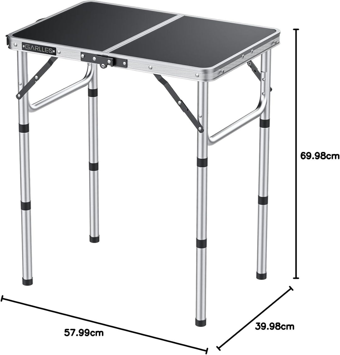GARLLEN Campingtisch klappbar, 58x40cm & 3 einstellbare Höhen(26/48/70cm), Klapptisch Camping Tisch,