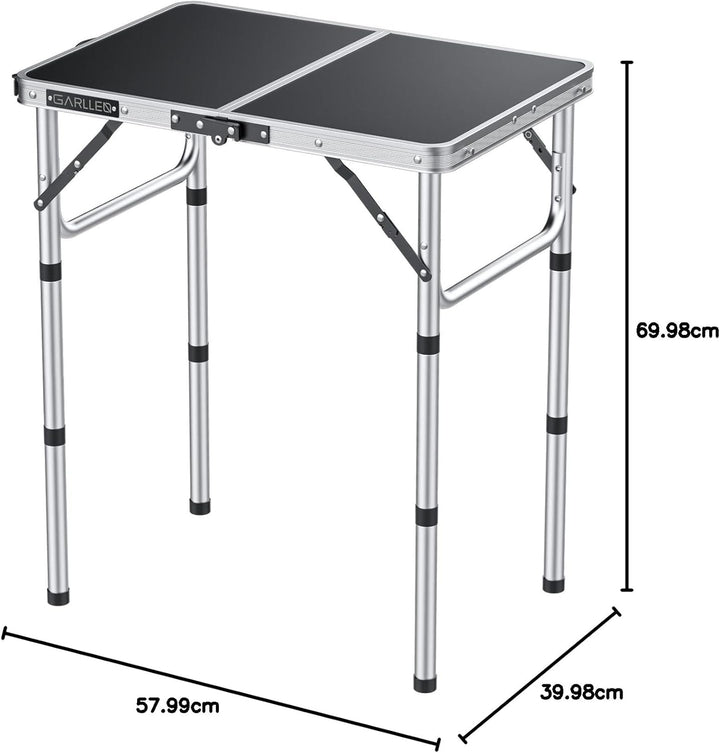 GARLLEN Campingtisch klappbar, 58x40cm & 3 einstellbare Höhen(26/48/70cm), Klapptisch Camping Tisch,