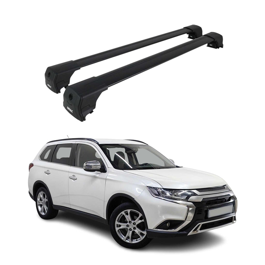 Dachträger kompatibel mit Mitsubishi Outlander 3 2012-2021 Alu Schwarz TUV ABE 2X, Schwarz