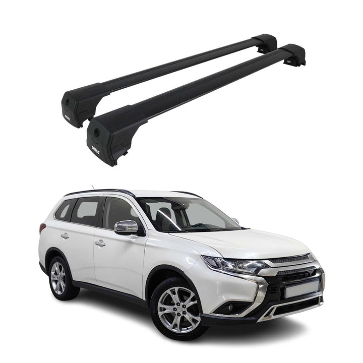 Dachträger kompatibel mit Mitsubishi Outlander 3 2012-2021 Alu Schwarz TUV ABE 2X, Schwarz
